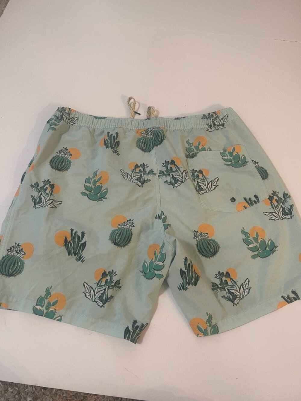 Public Access XL Cactus Print Swim Trunks Mint Green Beach Shorts - Picture 5 of 5